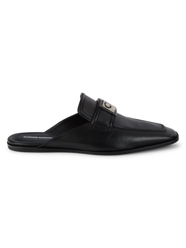 Costume National Leather Loafer Mules